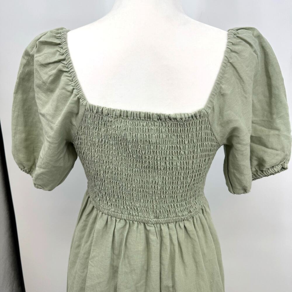 NEW Japna Linen Blend Dress M Sage Green Milkmaid Coquette Peasant Renaissance - Picture 8 of 9